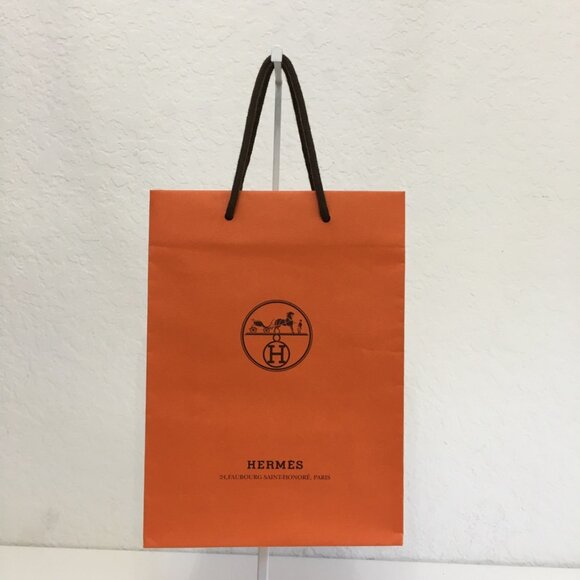 Hermes Shopping Bag 11.25" x 8" x 3.25" Orange Paper Gift Bag Authentic - Picture 9 of 16